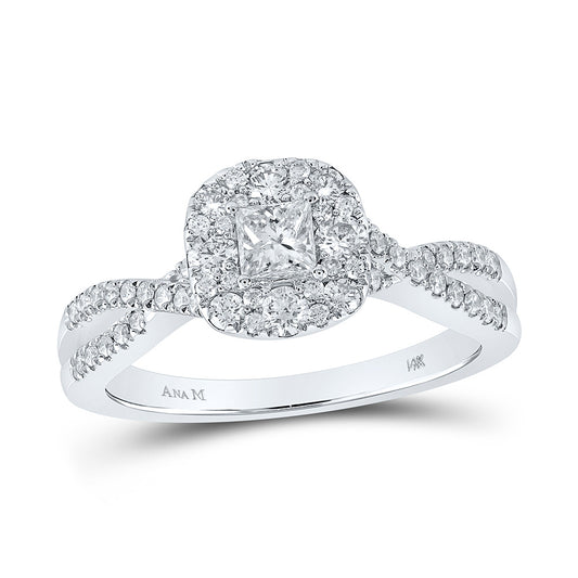 14K White Gold Princess Diamond Halo Bridal Wedding Engagement Ring 3/4 Cttw, Womens Size: 5-10
