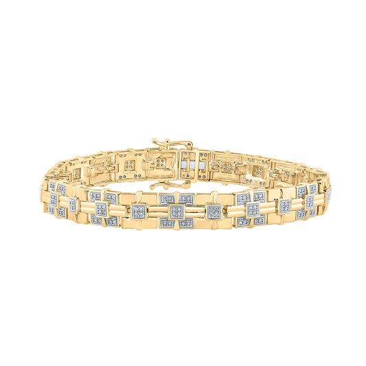 10K Yellow Gold Mens Round Diamond Link Bracelet 5/8 Cttw