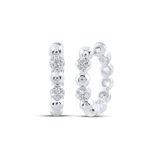 10K Yellow Or White Or Rose Gold Womens Round Diamond Hoop Earrings