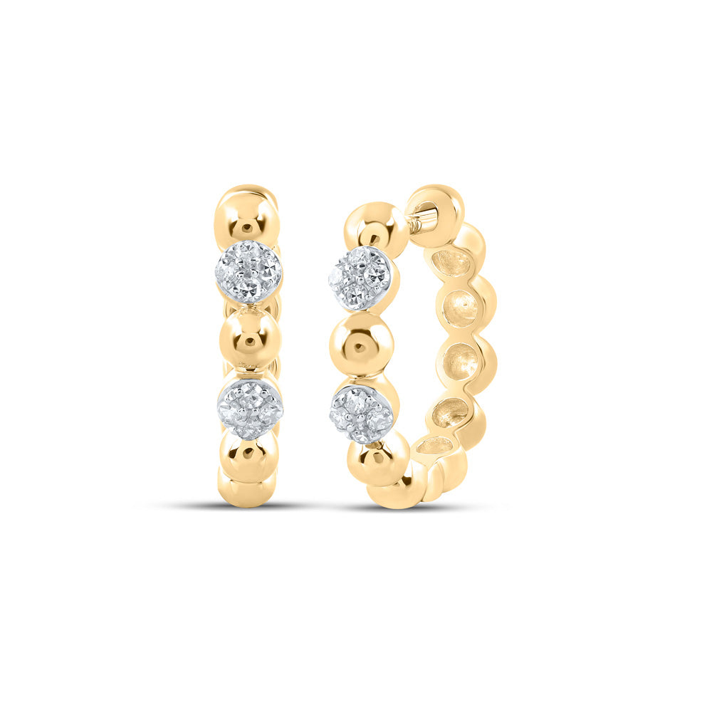 10K Yellow Or White Or Rose Gold Womens Round Diamond Hoop Earrings