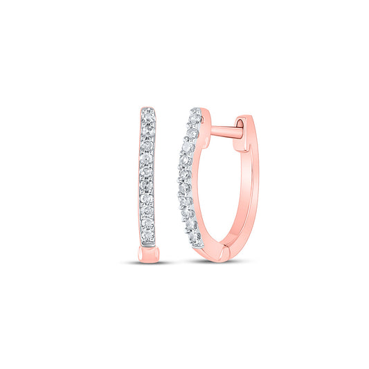 10K Yellow Or White Or Rose Gold Womens Round Diamond Hoop Earrings