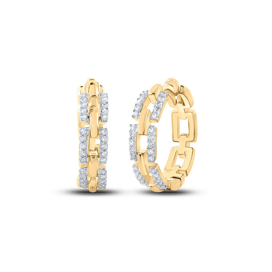 10K Yellow Or White Or Rose Gold Womens Round Diamond Hoop Earrings