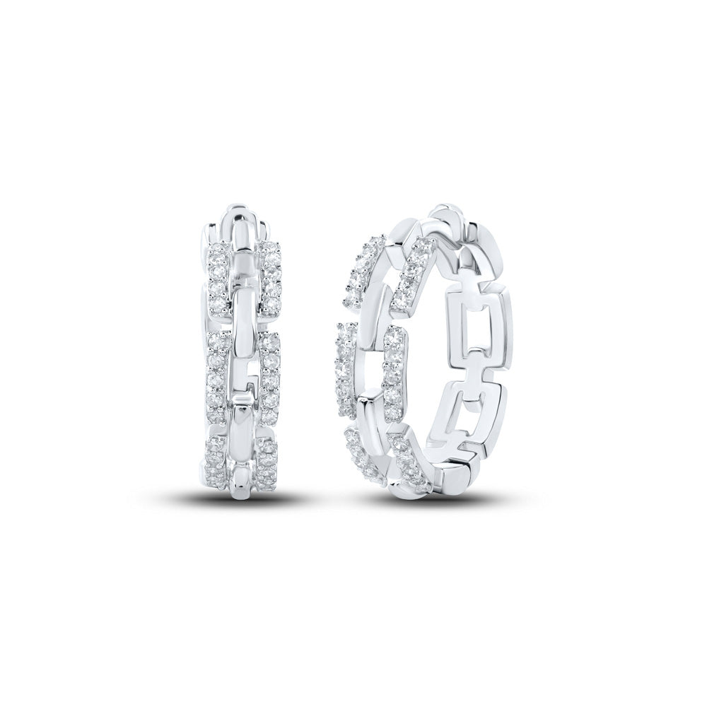 10K Yellow Or White Or Rose Gold Womens Round Diamond Hoop Earrings