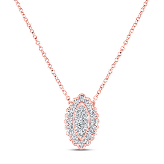 10K Yellow Or White Or Rose Gold Womens Round Diamond Vertical Oval Necklace