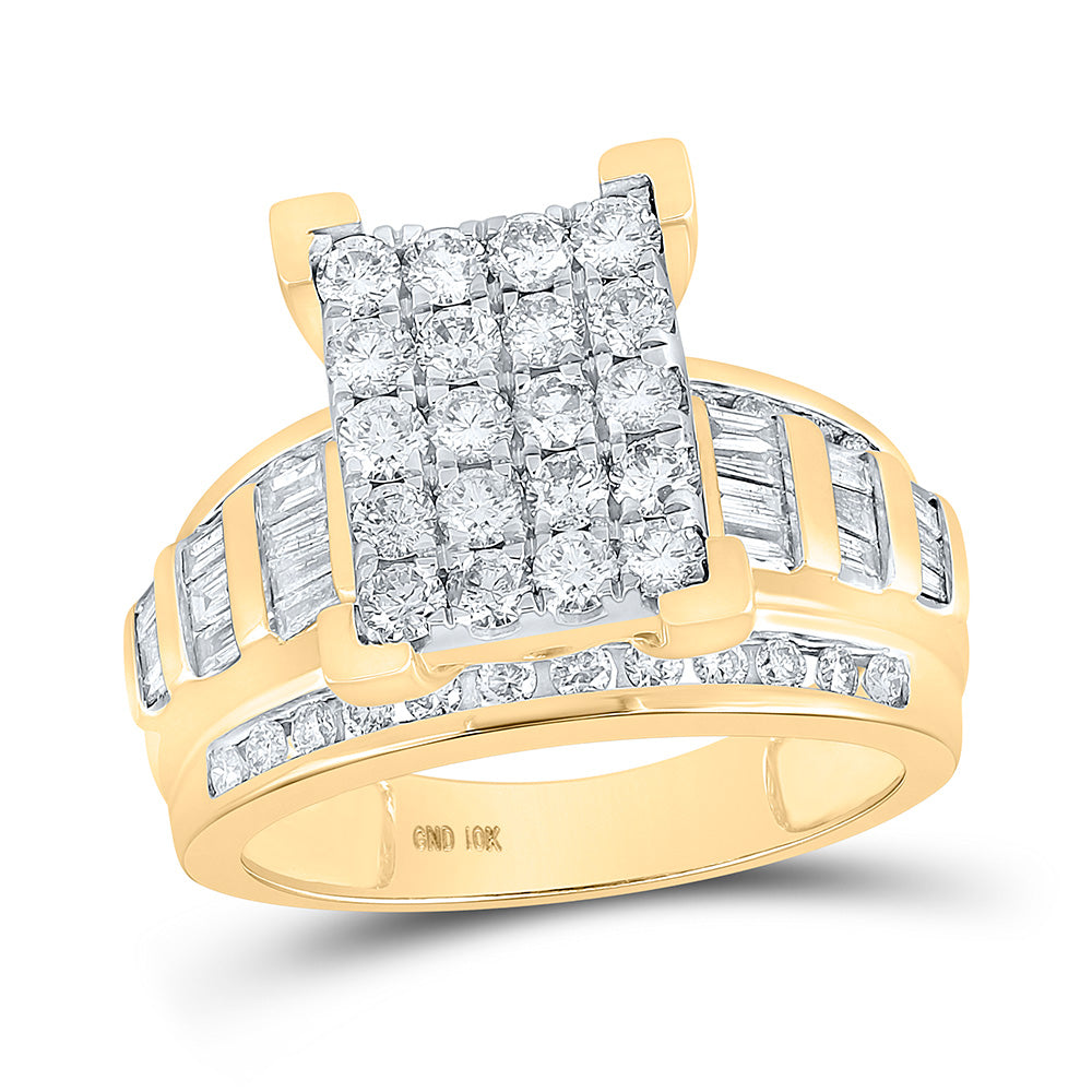 10K Yellow Or White Or Rose Gold Round Diamond Cluster Bridal Wedding Engagement Ring, Womens Size: 5-10