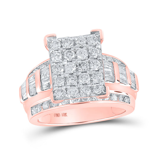 10K Yellow Or White Or Rose Gold Round Diamond Cluster Bridal Wedding Engagement Ring , Womens Size: 5-10