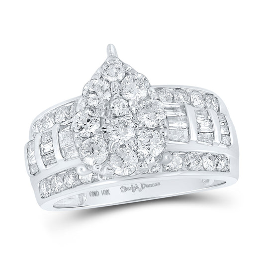 10K Yellow Or White Or Rose Gold Round Diamond Teardrop Bridal Wedding Engagement Ring , Womens Size: 5-10