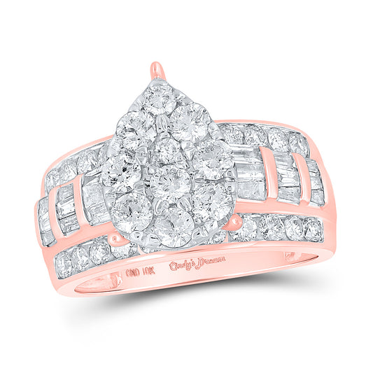 10K Yellow Or White Or Rose Gold Round Diamond Teardrop Bridal Wedding Engagement Ring , Womens Size: 5-10
