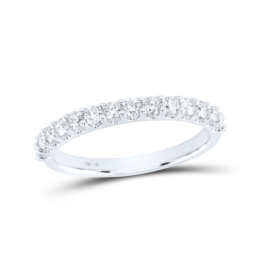 14K White Gold Womens Round Diamond Wedding Single Row Band 1/6 Cttw, Womens Size: 5-10