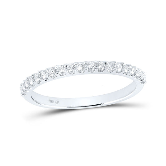 14K White Gold Womens Round Diamond Wedding Single Row Band 1/4 Cttw, Womens Size: 5-10