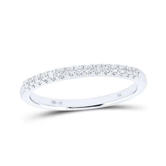 14K White Gold Womens Round Diamond Wedding Single Row Band 1/2 Cttw, Womens Size: 5-10