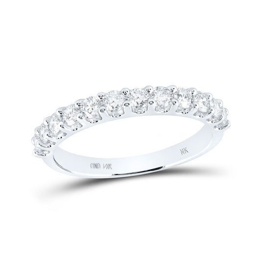 14K White Gold Womens Round Diamond Wedding Single Row Band 3/4 Cttw, Womens Size: 5-10