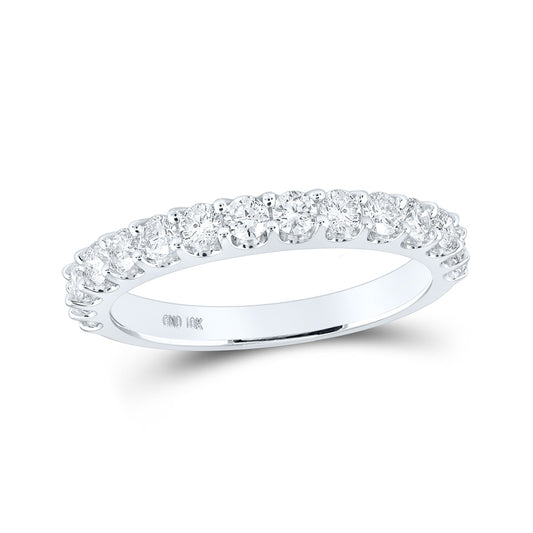 14K White Gold Womens Round Diamond Wedding Single Row Band 7/8 Cttw, Womens Size: 5-10