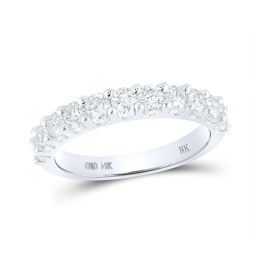 14K White Gold Womens Round Diamond Wedding Band 1 Cttw, Womens Size: 5-10