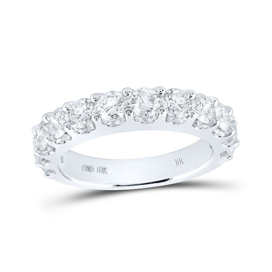 14K White Gold Womens Round Diamond Wedding Single Row Band 2 Cttw, Womens Size: 5-10