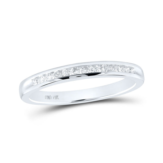 14K White Gold Womens Round Diamond Wedding Single Channel Band 1/6 Cttw, Womens Size: 5-10