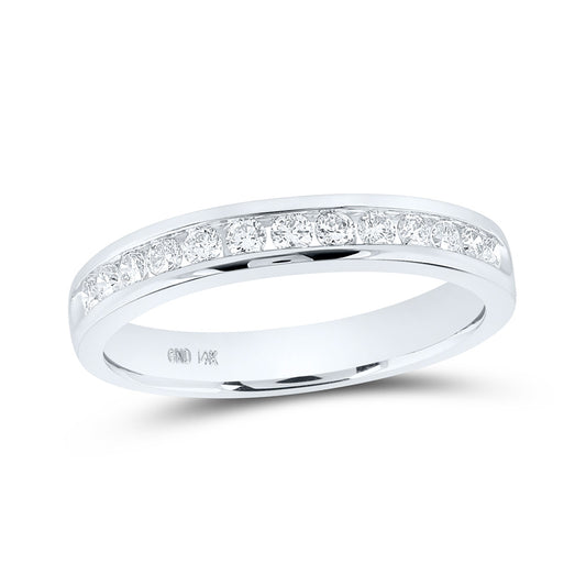 14K White Gold Womens Round Diamond Wedding Band 1/3 Cttw, Womens Size: 5-10