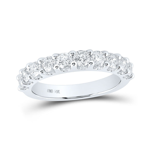 14K White Gold Womens Round Diamond Wedding Band 1-1/4 Cttw, Womens Size: 5-10