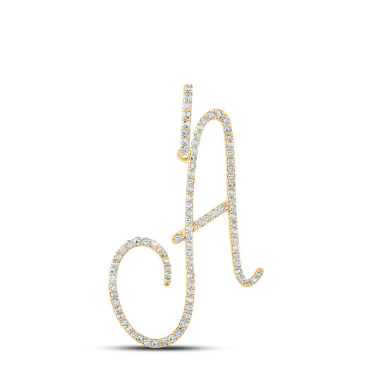 10K White Or Yellow Gold Womens Round Diamond A Initial Letter Pendant