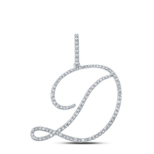 10K White Or Yellow Gold Womens Round Diamond D Initial Letter Pendant