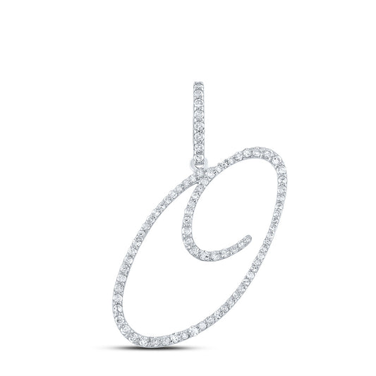 10K White Or Yellow Gold Womens Round Diamond O Initial Letter Pendant
