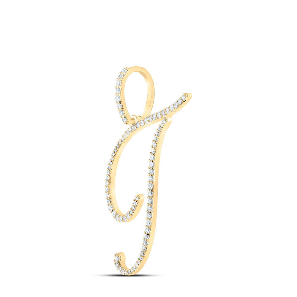 10K White Or Yellow Gold Womens Round Diamond T Initial Letter Pendant