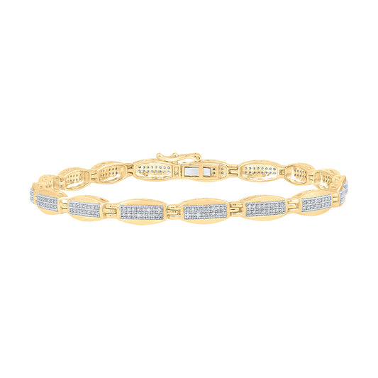 10K Yellow Gold Mens Round Diamond Link Bracelet 3/4 Cttw