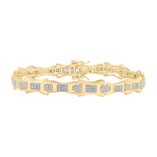 10K Yellow Gold Mens Round Diamond Link Bracelet 1/2 Cttw