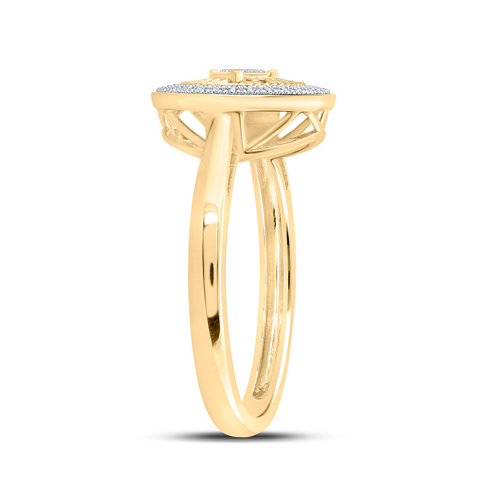 10K Yellow Gold Womens Round Diamond Circle Ring 1/10 Cttw, Womens Size: 5-10
