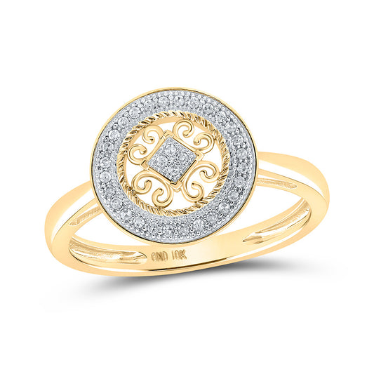 10K Yellow Gold Womens Round Diamond Circle Ring 1/10 Cttw, Womens Size: 5-10