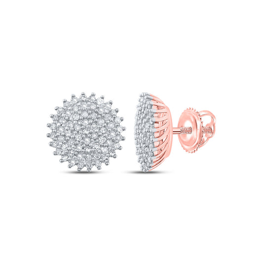 10K Rose Gold Womens Round Diamond Cluster Earrings 3/8 Cttw