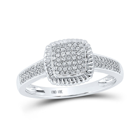 10K White Gold Womens Round Diamond Square Ring 1/5 Cttw, Womens Size: 5-10