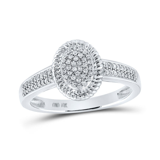 10K White Gold Womens Round Diamond Oval Ring 1/5 Cttw, Womens Size: 5-10