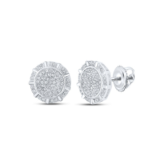 10K White Or Yellow Gold Womens Round Diamond Circle Earrings