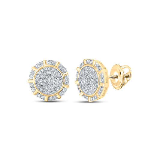 10K Yellow Gold Womens Round Diamond Circle Earrings 1/3 Cttw
