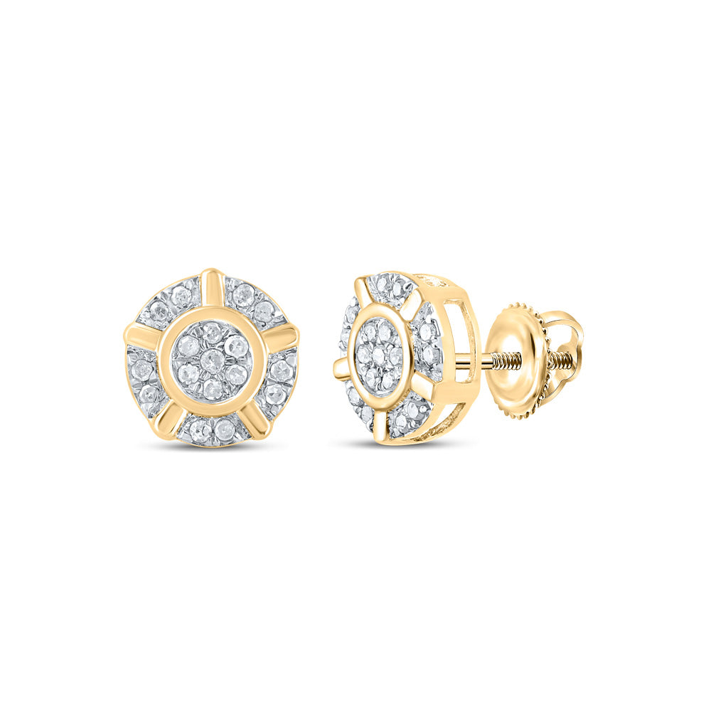 10K Yellow Or White Or Rose Gold Womens Round Diamond Cluster Earrings