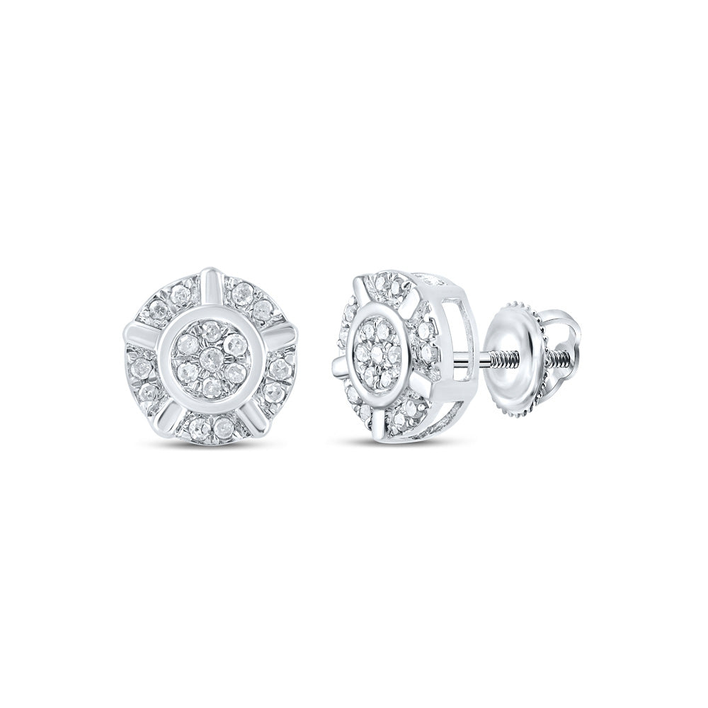 10K Yellow Or White Or Rose Gold Womens Round Diamond Cluster Earrings