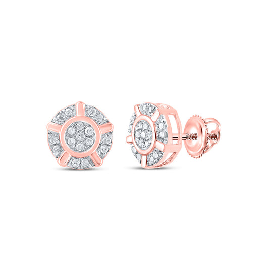 10K Yellow Or White Or Rose Gold Womens Round Diamond Cluster Earrings