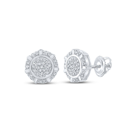 10K Yellow Or White Or Rose Gold Womens Round Diamond Cluster Earrings