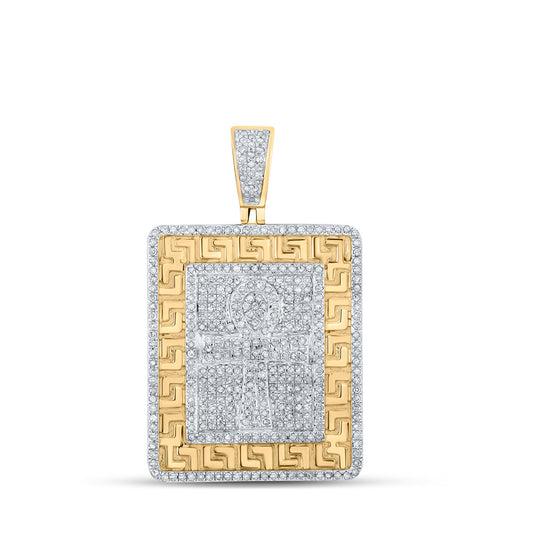 10K Yellow Gold Mens Round Diamond Charm Pendant 1 Cttw
