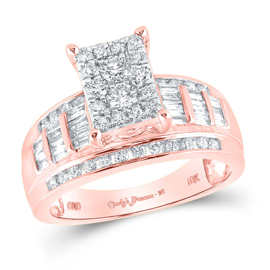 10K Yellow Or White Or Rose Gold Round Diamond Cluster Bridal Wedding Engagement Ring , Womens Size: 5-10