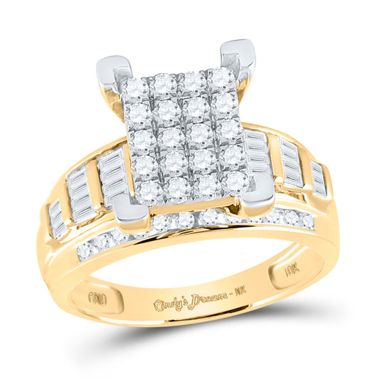 10K Yellow Or Rose Or White Gold  Round Diamond Cluster Bridal Wedding Engagement Ring 1 Cttw, Womens Size: 5-10