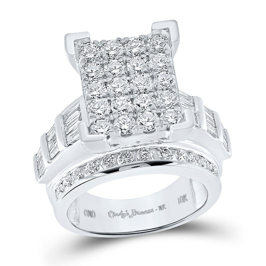 10K White Or Yellow Gold Round Diamond Cluster Bridal Wedding Engagement Ring , Womens Size: 5-10