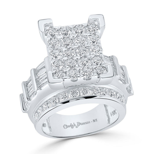 14K White Or Yellow Gold Round Diamond Cluster Bridal Wedding Engagement Ring , Womens Size: 5-10