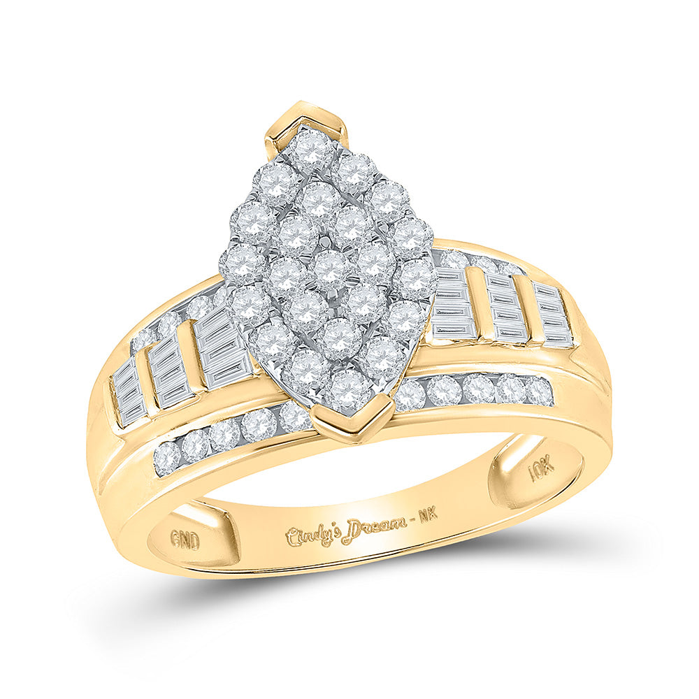 10K Yellow Or White Or Rose Gold Round Diamond Oval Bridal Wedding Engagement Ring , Womens Size: 5-10