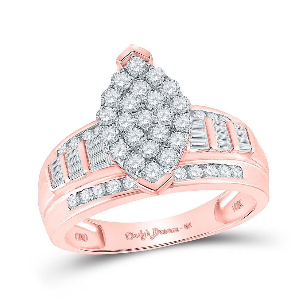 10K Yellow Or White Or Rose Gold Round Diamond Oval Bridal Wedding Engagement Ring , Womens Size: 5-10