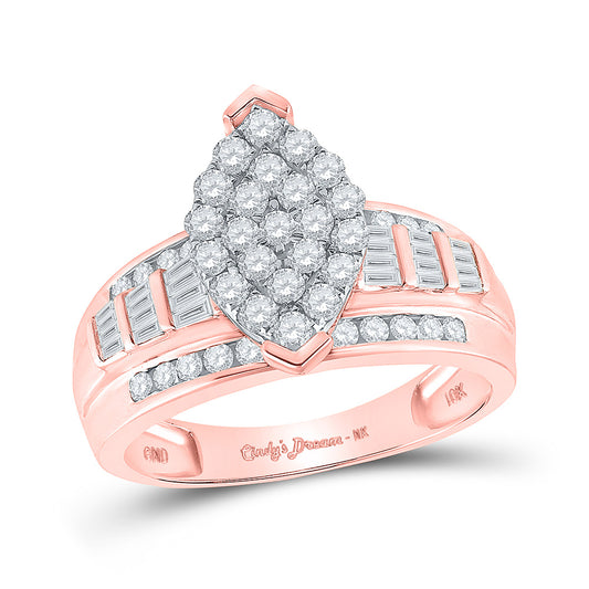 10K Yellow Or White Or Rose Gold Round Diamond Oval Bridal Wedding Engagement Ring , Womens Size: 5-10