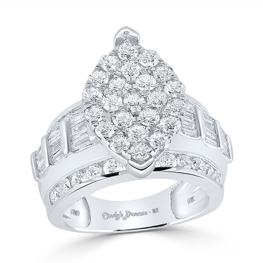 10K Yellow Or White Or Rose Gold Round Diamond Cluster Bridal Wedding Engagement Ring , Womens Size: 5-10