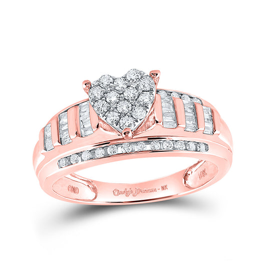 10K Yellow Or White Or Rose Gold Round Diamond Heart Bridal Wedding Engagement Ring , Womens Size: 5-10