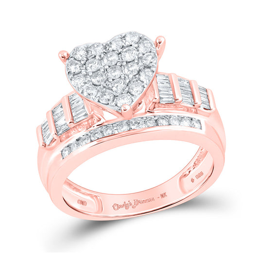 10K Yellow Or White Or Rose Gold Round Diamond Heart Bridal Wedding Engagement Ring , Womens Size: 5-10